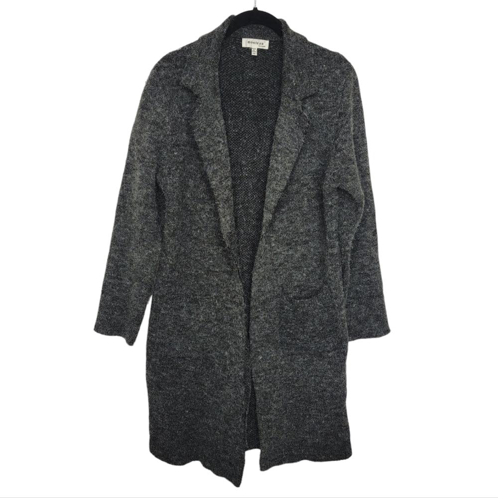 Monteau Long Gray Open-Front Cardigan
